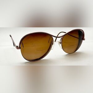 Vintage Logo Paris 0028 Brown Oval Half-Rim Sunglasses Frames Only